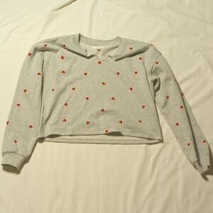 Gray Heart Colsie Cropped Sweater